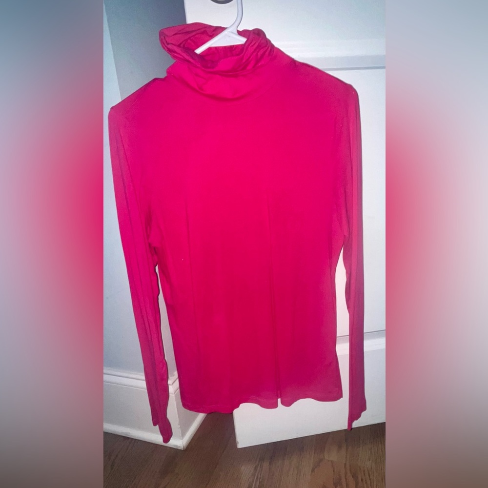 Lands End Turtlenecks Shaped Fit- One bright pink and One Kelly Green